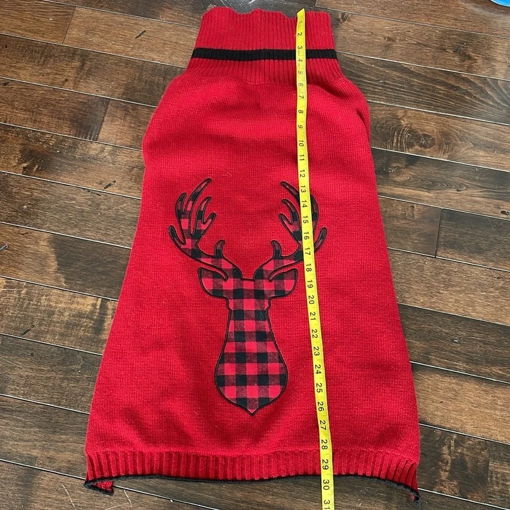 Telluride Dog Sweater Reindeer Elk Plaid Red Size XXL